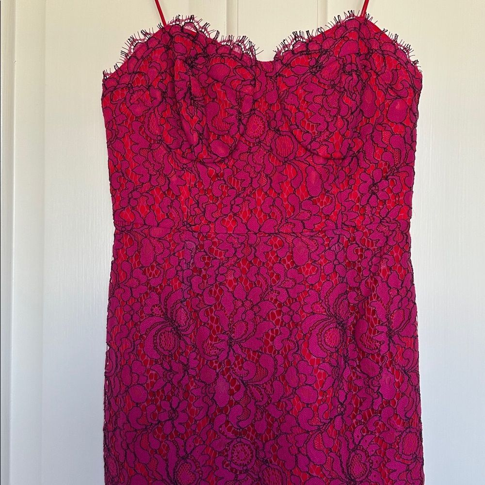 Likely Red and Pink Lace Midi Dress - size 2